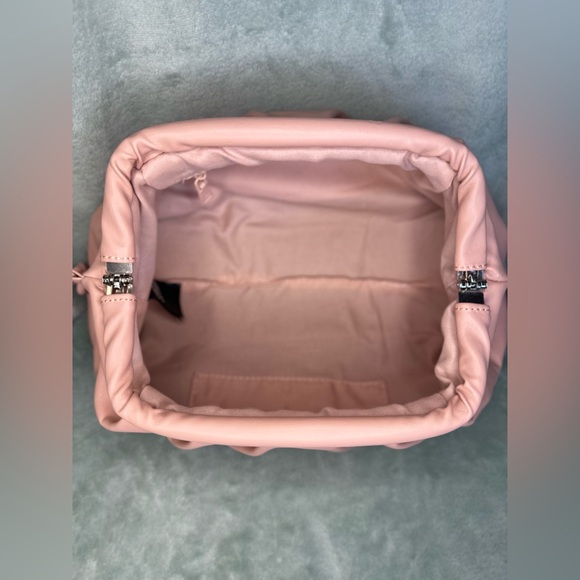 Badgley Mischka Blush Pink Chain-Strap Wrapped Frame Clutch Shoulder Bag - Picture 11 of 12